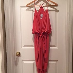 Misa Los Angeles DOMINO TIE FRONT MIDI DRESS